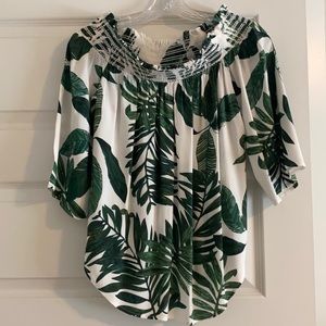 Fifteen Twenty off shoulder palm tropical top (S)
